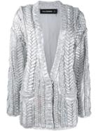 Filles A Papa Braided Sequin Cardigan, Women's, Size: 0, Grey, Viscose/sequin