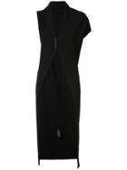 Isabel Benenato Long Asymmetric Sleeve Cardigan - Black