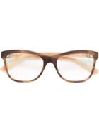 Bulgari Rectangular Frame Glasses, Brown, Acetate