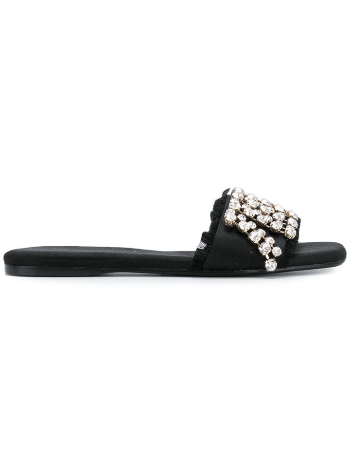 Anna Baiguera Embellished Mules - Black