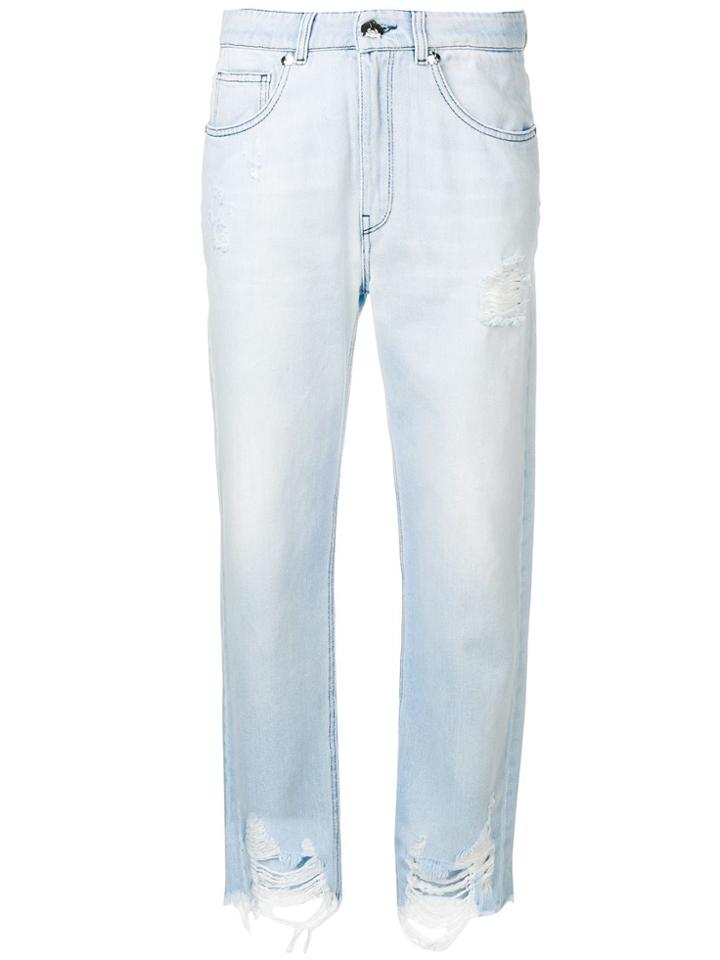 Genny Ripped Straight-leg Jeans - Blue