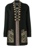 Etro - Embroidered Coat - Women - Cotton/polyester/acetate/wool - 42, Black, Cotton/polyester/acetate/wool