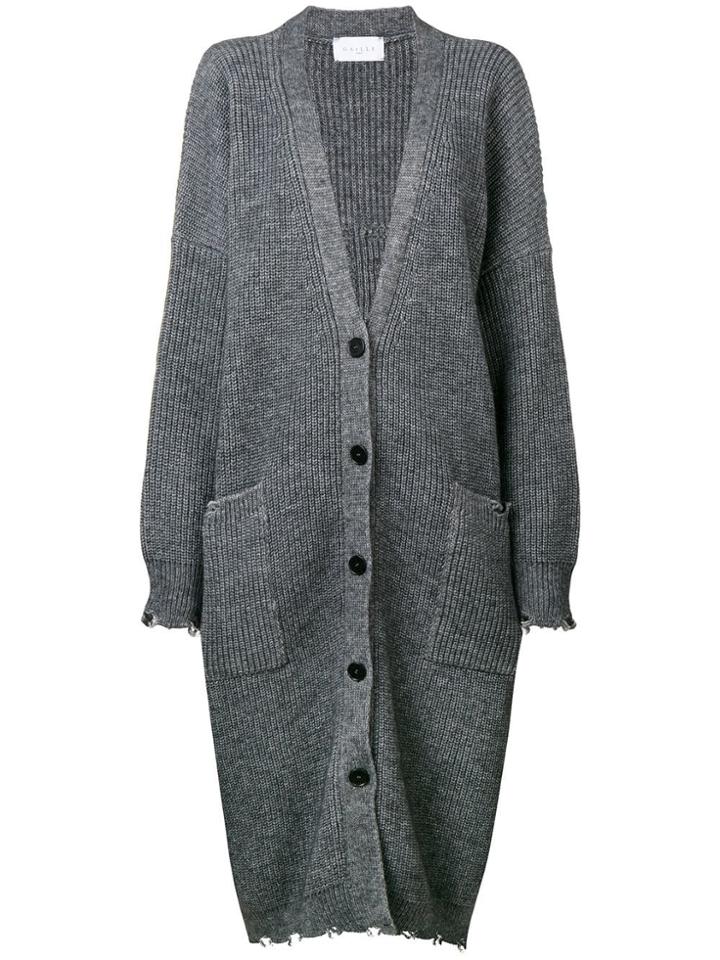 Gaelle Bonheur Logo Embroidered Cardi-coat - Grey