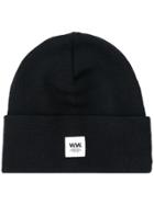 Wood Wood Ribbed Logo Patch Beanie Hat - Black