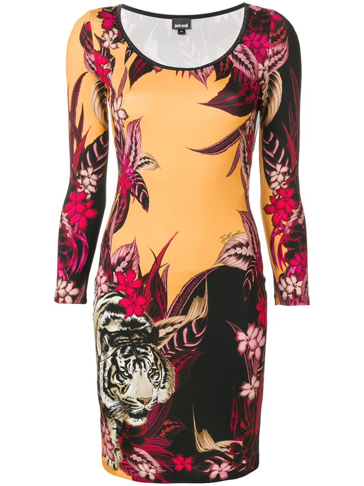 Just Cavalli Tiger Jungle Print Dress - Yellow & Orange