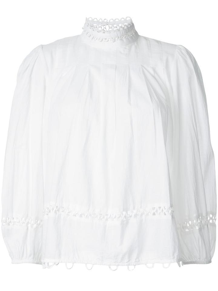 Apiece Apart Lace Trim Pleated Top, Women's, Size: 4, White, Cotton