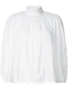 Apiece Apart Lace Trim Pleated Top, Women's, Size: 4, White, Cotton