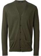 Roberto Collina V-neck Cardigan, Men's, Size: 46, Green, Cotton