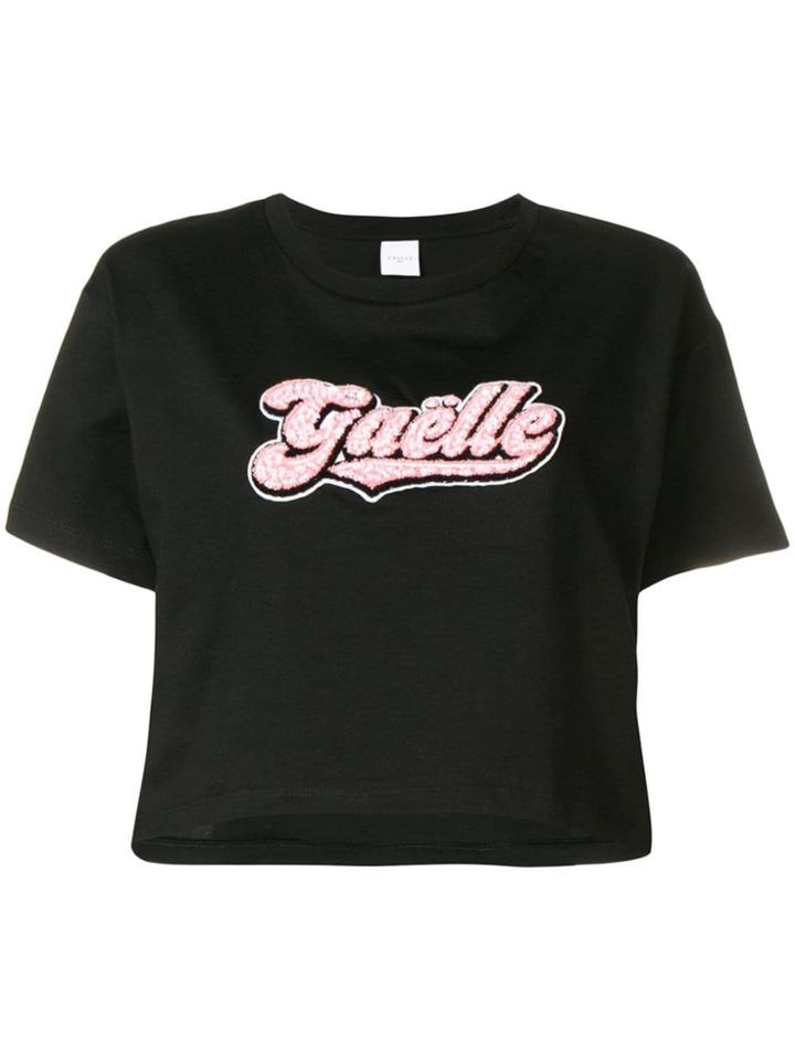 Gaelle Bonheur Logo Cropped Top - Black