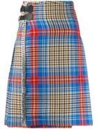 Charles Jeffrey Loverboy Shepherd Tartan Skirt - Blue