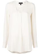 Theory Collarless Blouse, Women's, Size: Medium, Nude/neutrals, Silk