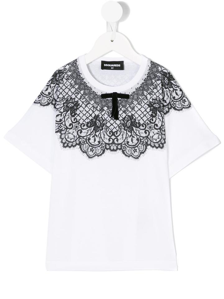 Dsquared2 Kids - Lace Detail T-shirt - Kids - Cotton - 12 Yrs, White
