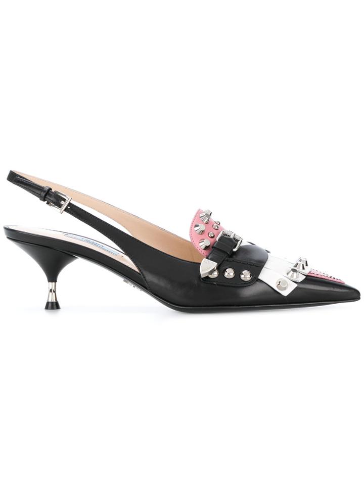 Prada Stud Detail Pumps - Black