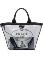 Prada Fabric And Plexiglass Handbag - Black