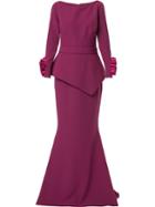 Safiyaa London Long Sleeve Floral Cuff Gown - Purple