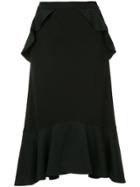Le Ciel Bleu Bi-fabric Frill Skirt - Black