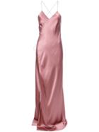 Michelle Mason Strappy Wrap Gown - Pink & Purple