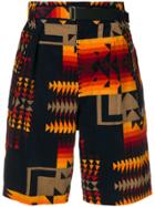 Sacai Aztec Pattern Corduroy Shorts - Blue