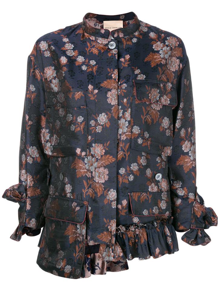 Erika Cavallini Floral Jacquard Jacket - Blue