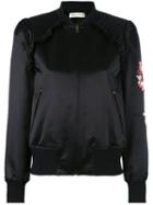 Floral Embroidered Bomber Jacket - Women - Silk/cotton - 40, Black, Silk/cotton, Veronique Branquinho