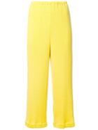Taro Horiuchi Cropped Trousers, Women's, Yellow/orange, Wool