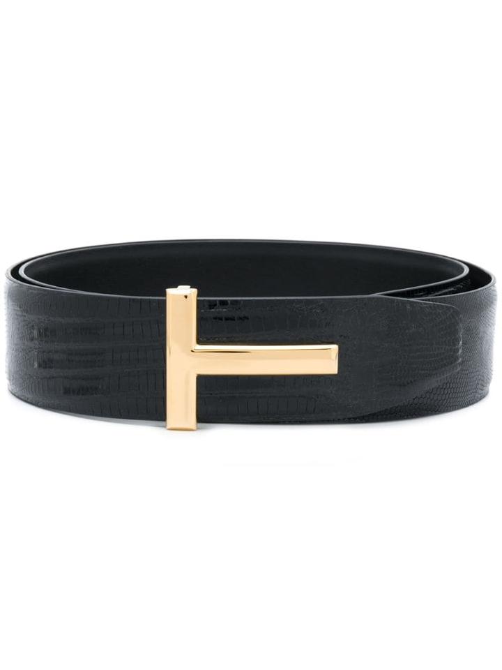 Tom Ford Tejus Snakeskin Effect Belt - Black