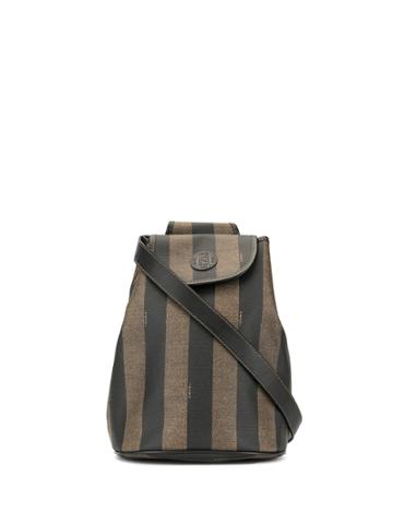 Fendi Pre-owned Pequin Pattern One-shoulder Bag - Brown