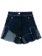 Natasha Zinko Patchwork Denim Shorts, Women's, Size: 38, Blue, Cotton