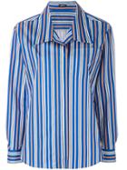 Jil Sander Navy Blue Multi Cotton Collar Blouse