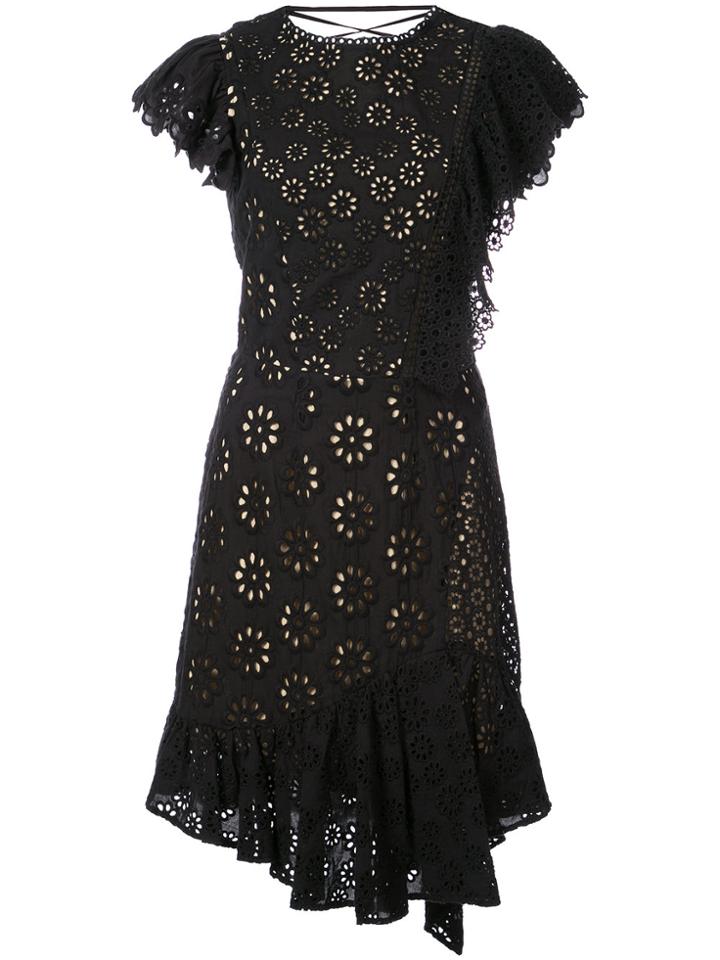 Sea Ruffled Lace Dress - Black
