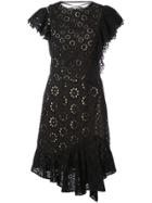 Sea Ruffled Lace Dress - Black
