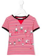 Rykiel Enfant Cat Print Striped T-shirt, Toddler Girl's, Size: 4 Yrs, White