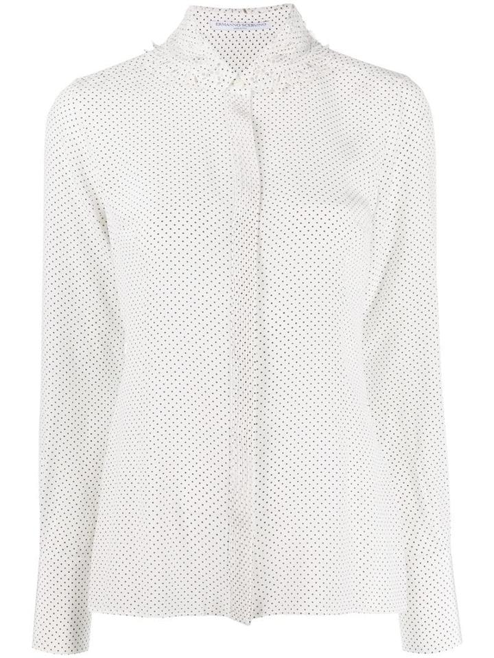 Ermanno Scervino Dotted Ruffle-neck Shirt - White