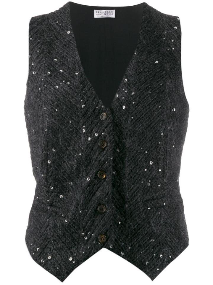 Brunello Cucinelli Sequinned Waistcoat - Black