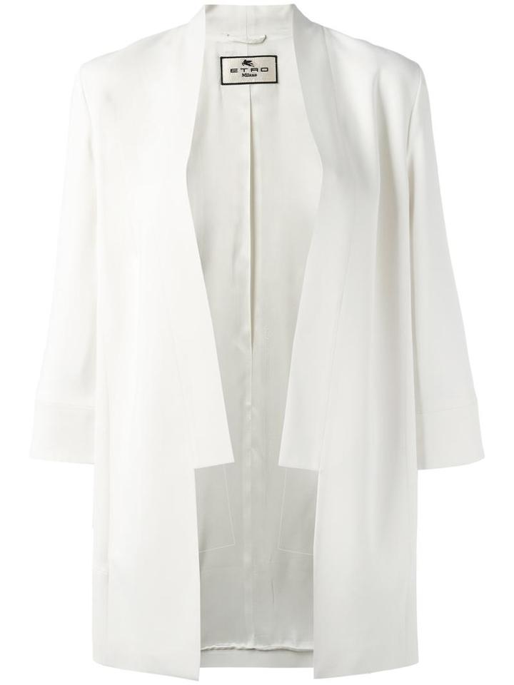 Etro Open Blazer, Women's, Size: 40, White, Viscose/acetate/spandex/elastane