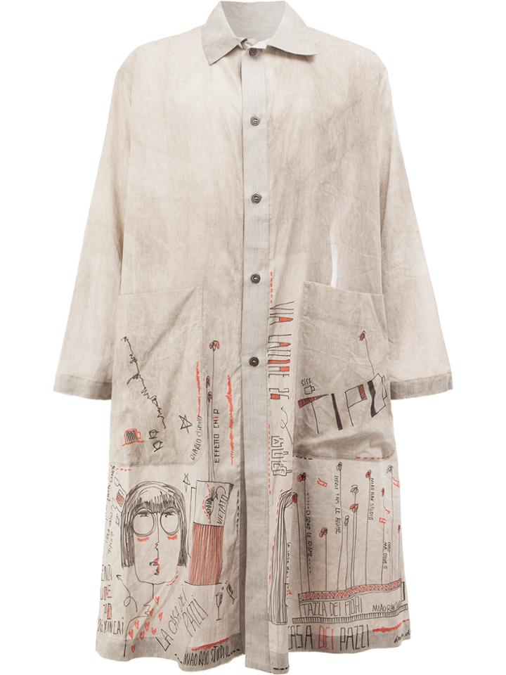 Miaoran Sketch Print Coat - Grey