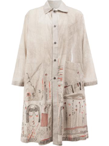 Miaoran Sketch Print Coat - Grey