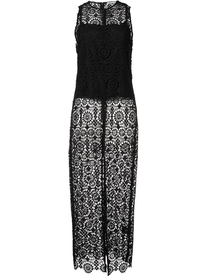 Alice+olivia Lace Overlay Long Tunic, Women's, Size: Small, Black, Polyester/spandex/elastane
