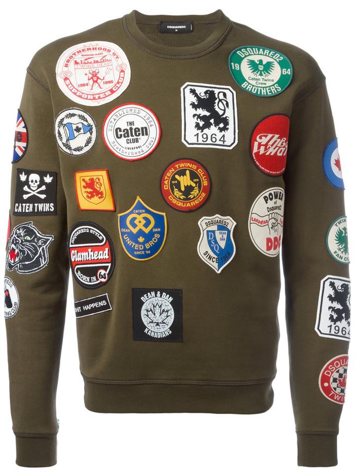 Dsquared2 Patch Detail Sweatshirt, Men's, Size: Xxl, Green, Cotton