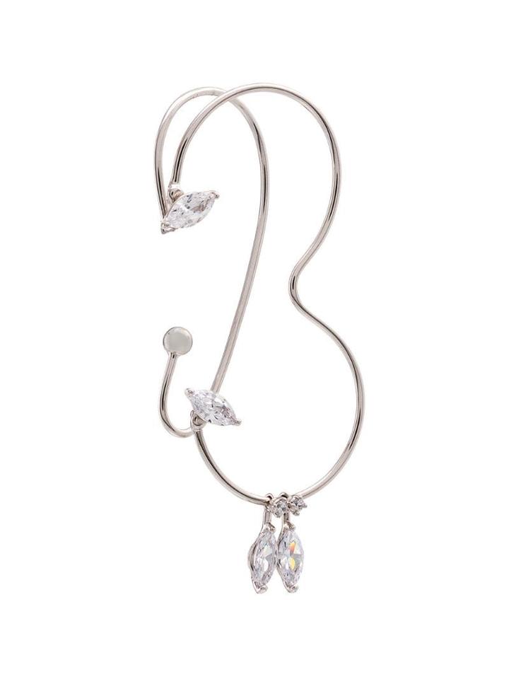 Yvmin Double-hook Crystal Ear Cuff - Silver