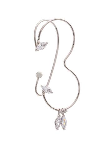 Yvmin Double-hook Crystal Ear Cuff - Silver