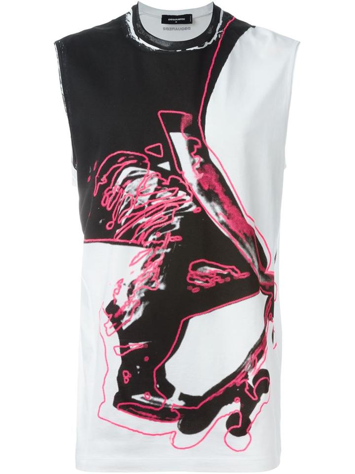 Dsquared2 Abstract Print Top, Men's, Size: Large, White, Cotton