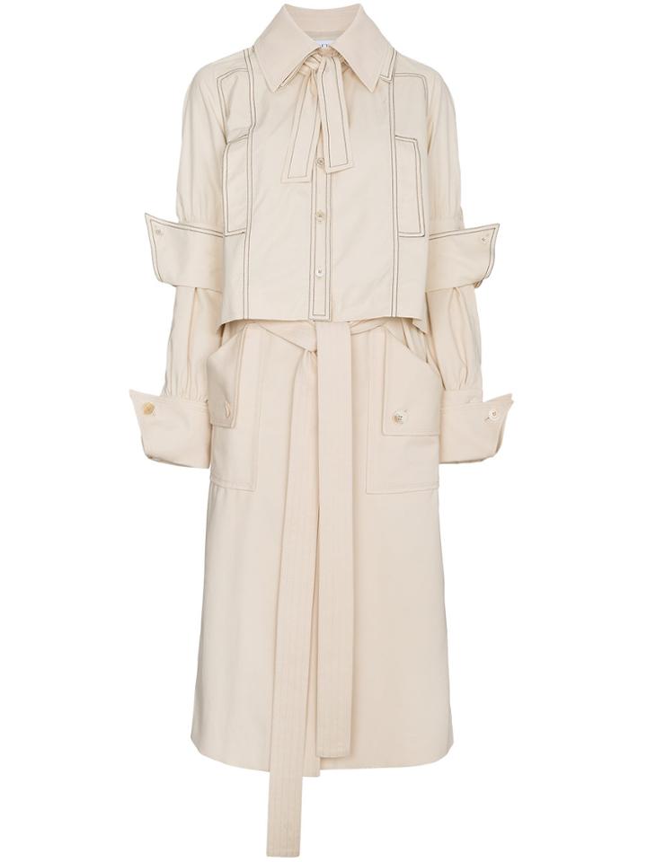 Jw Anderson Calico Double Layer Trench Coat - Nude & Neutrals