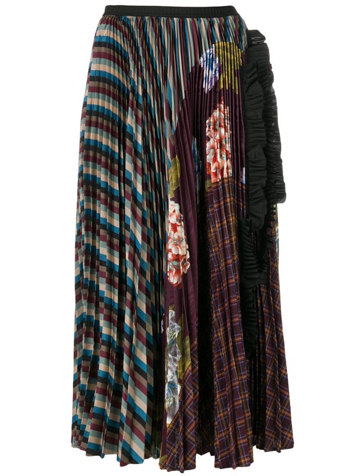 Antonio Marras Patchwork Pleated Skirt - Multicolour