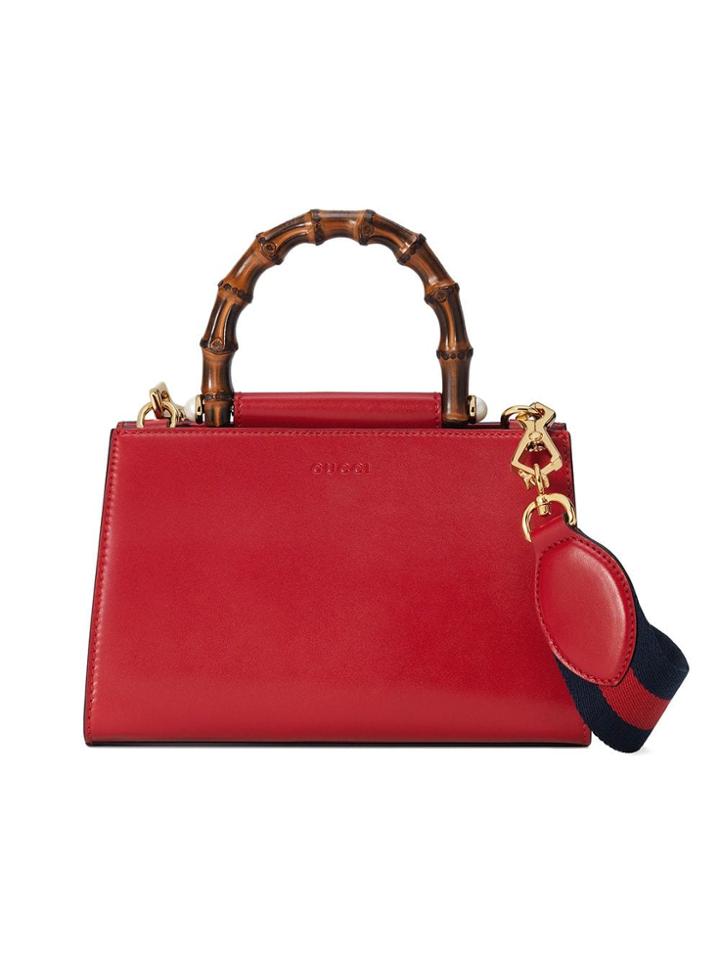Gucci Gucci Nymphaea Leather Top Handle Bag - Red