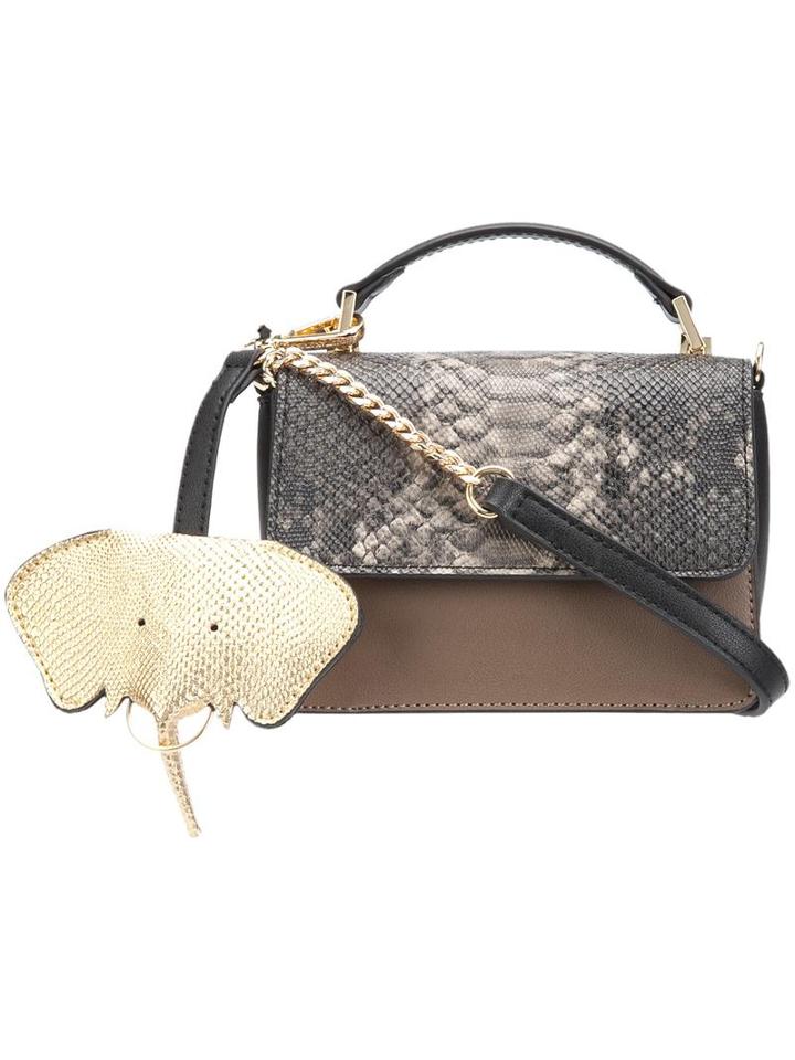 Christian Siriano Snakeskin Detail Crossbody Bag, Women's, Black, Pvc