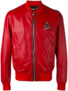 Philipp Plein - No Light Bomber Jacket - Men - Sheep Skin/shearling/polyester/viscose - Xxl, Red, Sheep Skin/shearling/polyester/viscose