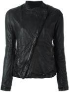 Giorgio Brato Rumpled Effect Biker Jacket, Women's, Size: 40, Black, Silk/leather/spandex/elastane