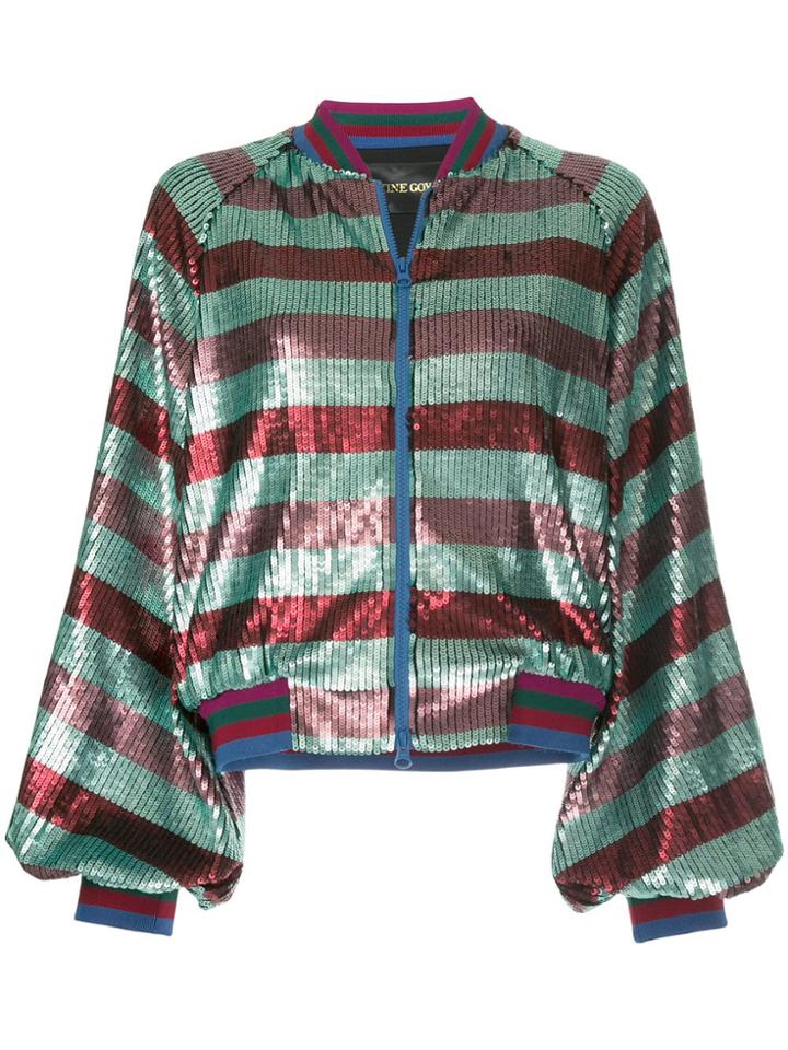 Stine Goya Striped Sequin Bomber Jacket - Multicolour