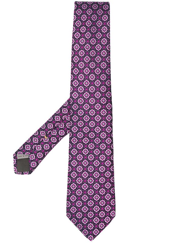 Canali Floral Print Tie - Pink & Purple